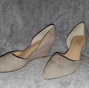 Franco Sarto Suede D'Orsay Wedges